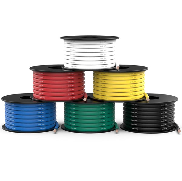 NAOEVO 12 Gauge Wire 60ft, 12 AWG Wire 6 Colors 10ft Each