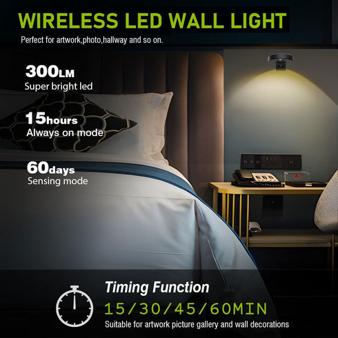 EUIOKUN 3Pack Dimmable&Timer LED Picture Lights for Wall Rechargeable Battery Picture Frame Light with Remote Wireless