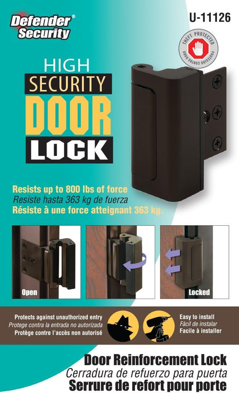 11126 3 Pack) Prime-Line U Door Reinforcement Lock Add Extra, High Security to your Home and Prevent Unauthorized Entry