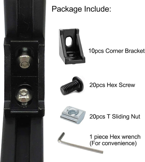 10 Sets 2020 Aluminum Extrusion T Slot Corner Bracket, 90 Degree Right Angle Connector with M5 Bolts