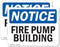 (2 Pack) Fire Pump Building OSHA Notice Sign, 14 Inch X 10 Inch Plastic, Weather Resistant for Workplace