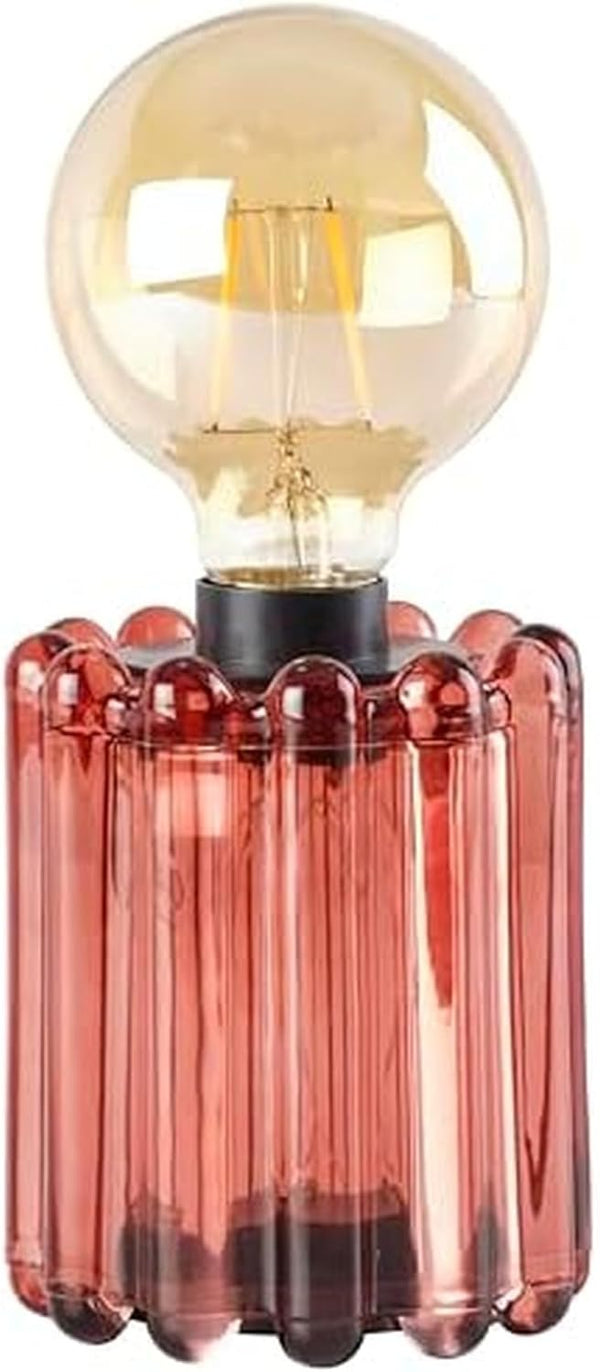 Elements Pink Glass Bulb LED Lantern Decorative Lighted Table lamp with Textured