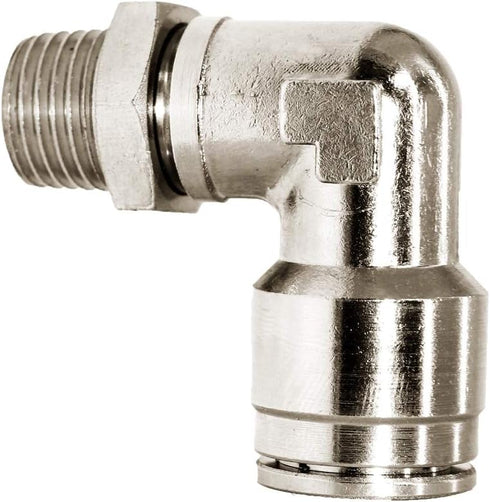 Beduan Brass BPL Push to Connect Air Fittings, Elbow 3/8" Tube OD x 1/2" NPT Male 90° Degree Adapter, Pack of 5