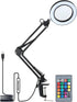 C5V 2A 8W 80LEDs 5X 10 Dimmable 3 Dioche D Desk Light with Magnifier - Flexible Swing Arm Clampon Table Lamp with USB