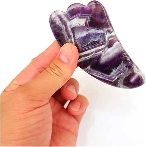 MUOBSBJRX Set 1 Amethyst Rough Stone Face Care Massage Tool Amethyst Roller Gua Sha Massage Natural Crystal Jade
