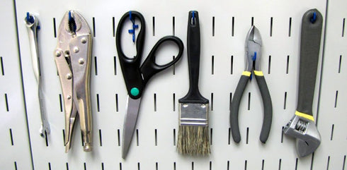Wall Control Slotted Metal Pegboard Hooks Pack - Standard Hook - Blue for Pegboard and Tool Board