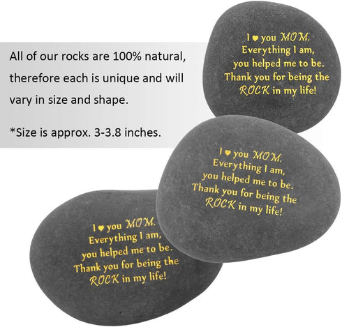 Unique Gift for Mom - Thank You for Being My Rock, Engraved Keepsake Paperweight Stone for Mother