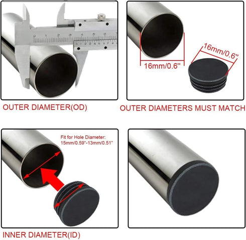Top Secret PDR (Pack 10) 5/8" (14-20 0.46"-0.57" 0.625 Inch (10) of OD Round End Caps Ga for Inside Diameter) Round