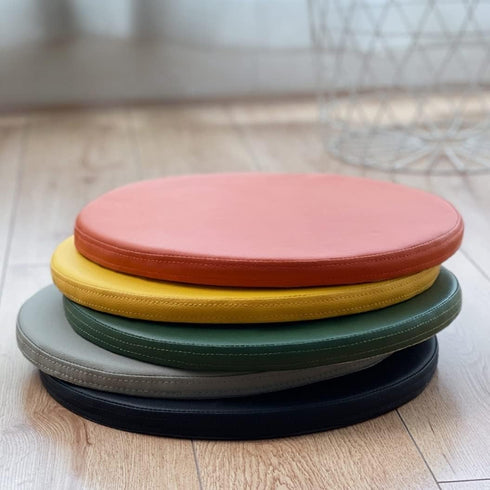 HCZKIUJ 35 2cm) Detachable Seat Cushion, Leather Round Chair Cushion/Round Memory Foam Chair Pad, Soft Breathable Round