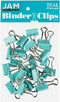JAM PAPER Colorful Binder Clips, Small 3/4 Inch Teal Binderclips, 25/Pack