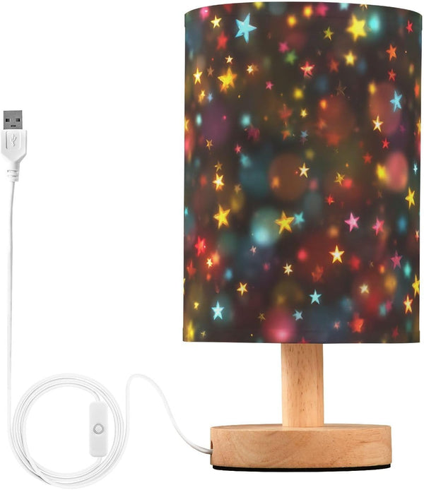 Bedside Table Lamp for Bedroom Glitter Stars Nightstand LED Light Lamps with
