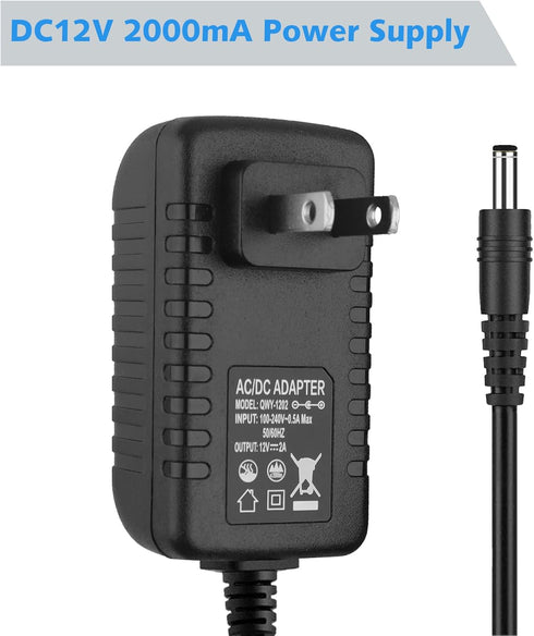 SNKIZN 12V 2A 120VAC 12VDC 5.5x2.1mm 12 2 (5pcs) Power Supply Adapter, to Transformer with DC Output Jack, Volt Amp