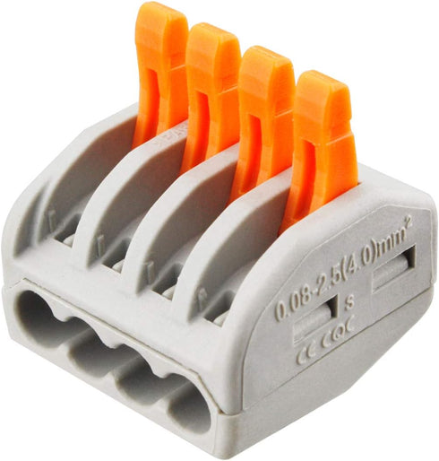 50 Pcs Lever Connectors Nuts 4 Conductor Combination Compact Wire Connectors Fast Connection Terminal 28-12 AWG Suitable for Multiple Types by XHF2018