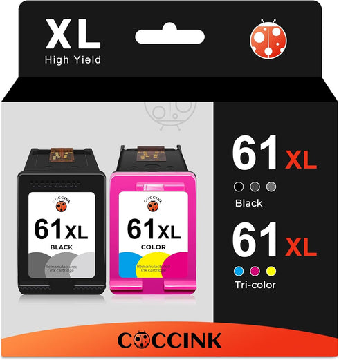 COCCINK 61XL Ink Cartridge Combo Pack for HP Deskjet 2540 2541 2542 2549 3050 3510 1510 1512 Envy 4500 4501 4502