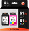 COCCINK 61XL Ink Cartridge Combo Pack for HP Deskjet 2540 2541 2542 2549 3050 3510 1510 1512 Envy 4500 4501 4502