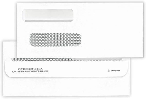 NextDayLabels Double Window Security Check Envelope | Fits QuickBooks Printed Checks | Pack of 100 | 3-5/8" x 8-11/16"