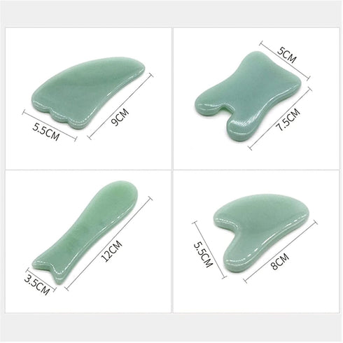 AMAZWI Set 8) Gua sha Scraper Board Natural Jade Guasha Stone Board Facial Eye Guasha Plate Jade Face Massager Scraper