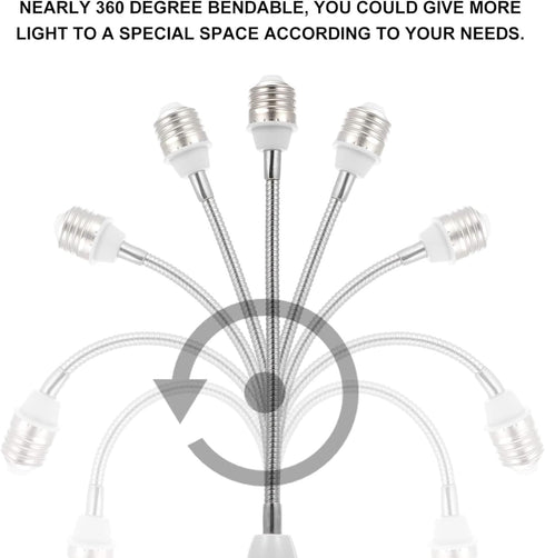 E27 Flexible Light Bulb Lamp Socket Adapter, Adjustable Edison Bulb Socket Extension for Home Light Fixtures