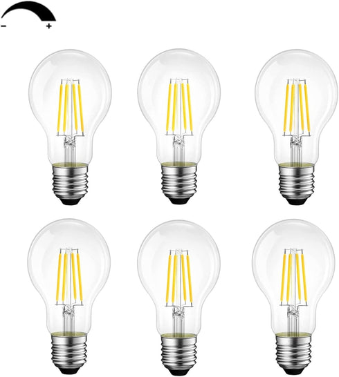 Dimmable E26 LED Light Bulbs, 40 Watt Equivalent, Daylight 4000K Classic Clear Glass A19 LED Filament Bulb, Pack of 6