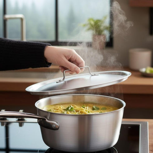 Soro Essentials 7 1.5 mm - qt. Aluminum Tapered Sauce Pan Lid Thickness- Multipurpose Cooking Sauce Pan Cover