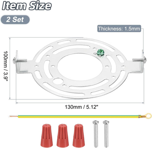 LUMLLSAJI 130mm (5.12") 2 Set Universal Light Fixture Mounting Bracket Kit, Light Crossbar Round Ceiling Plate