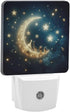 YKJAHSD Moon and Starry Sky Night Light, Plug into Wall Decor Nightlights for Bedroom, Bathroom, Hallway, Kitchen