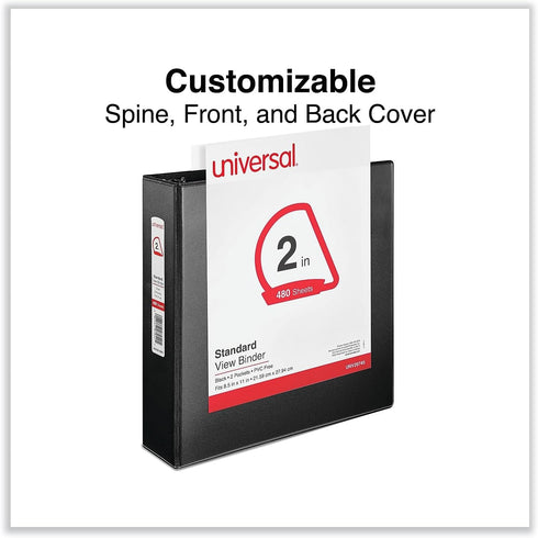 Universal Slant D-Ring View Binder, Black, 2" Capacity, 3 Rings, 11 x 8.5 Size