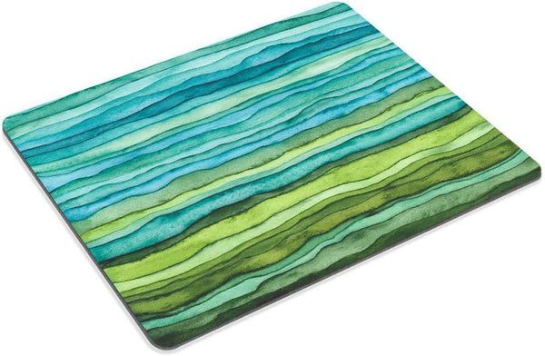 Smooffly Mouse Pad with Bright Blue and Green Waves, Watercolor Wavy Texture Design, Non-Slip for Computers