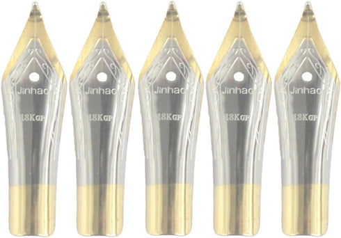 Gullor 5PCS Fountain Pen Nibs, Gold, Fit Jinhao 250/301/500/5099/8802/9009/5000, Bent Nib