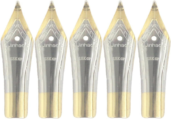 Gullor 5PCS Fountain Pen Nibs, Gold, Fit Jinhao 250/301/500/5099/8802/9009/5000, Bent Nib