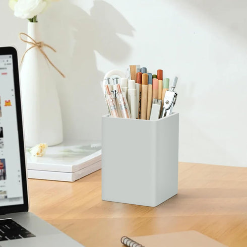 Pen Holder for Desk,Nordic Elegance Square Silicone Pencil Holder Soft Minimalist Desk Pen Cup Stand Waterproof Multifunctional Office Supplies for Home,Kids and School(Grey) by minimaliving