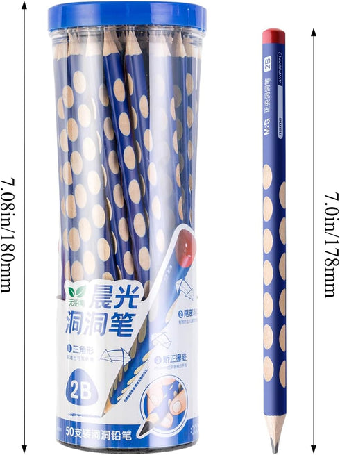 M&G 50 Pcs Triangular Pencils for Kids, 2B Graphite Wood Pencils with Smooth Writing for School, Office
