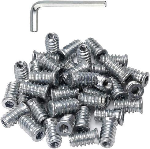 40pcs Threaded Inserts for Wood, 1/4-20 Furniture Screw in Nuts, 20mm Length