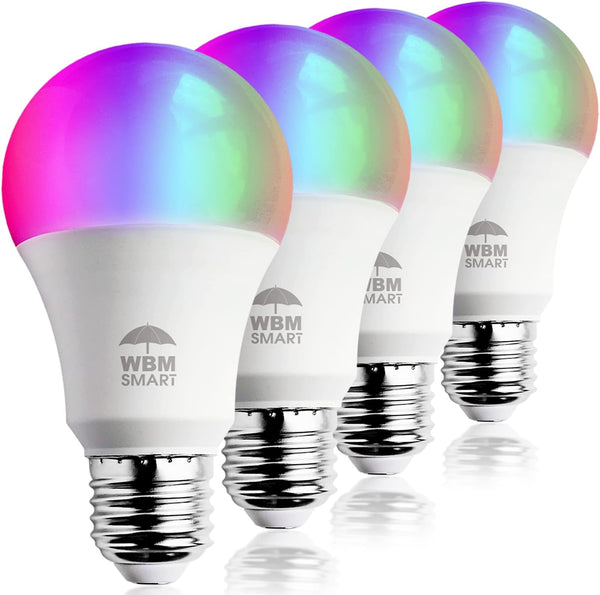 LED Color Changing Lights, RGBW 2700K-6500K, 60 Watt Equivalent, Dimmable with App, A19 E26, 4 Counts, No Hub Required