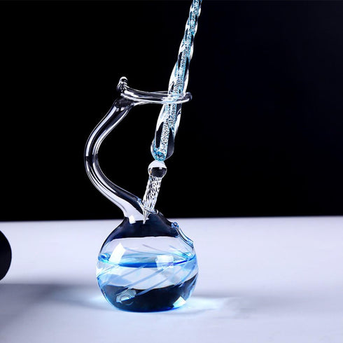 Earlyred Calligraphy Pen Set, Handmade Glass Dip Pen Holder, Crystal Drip Fountain Pen, Blue (Not Ink)