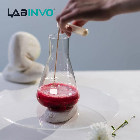 500ML Glass Erlenmeyer Flask, Narrow Mouth Graduated Conical Flask Set, 6pcs of 3.3 Borosilicate Glass