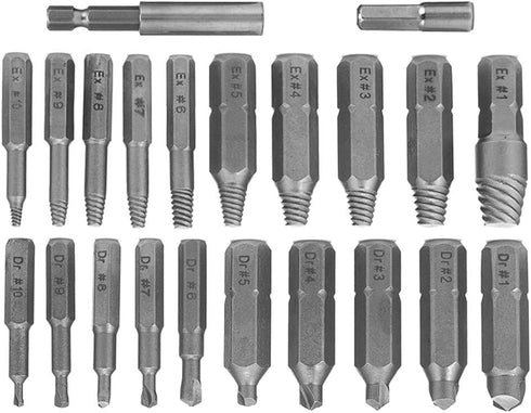 Yakamoz 22Pcs Mini Damaged Screw Extractor Kit Small Stripped Screws Remover Easy Out Broken Bolt Extractor Rusty Screw Removal Tool with Magnetic Extension Bit Holder & Socket Adapter