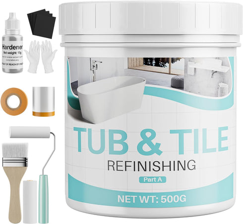 Tub and Tile Paint Refinishing Kit, 17.6oz Bathtub Refinishing Kit White with