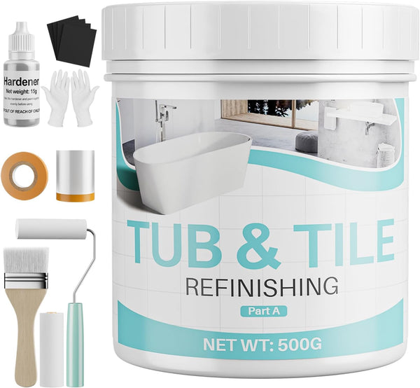 Tub and Tile Paint Refinishing Kit, 17.6oz Bathtub Refinishing Kit White with