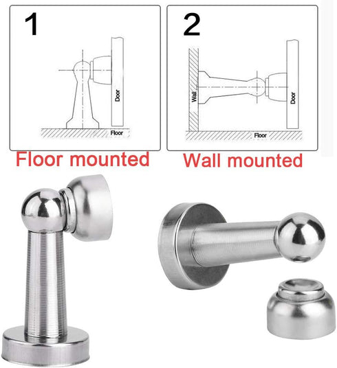 Heavy Duty Magnetic Door Stop, Wall/Floor Mounted Door Holder, Magnetic Door Catch Stopper, Silver, 1-Piece
