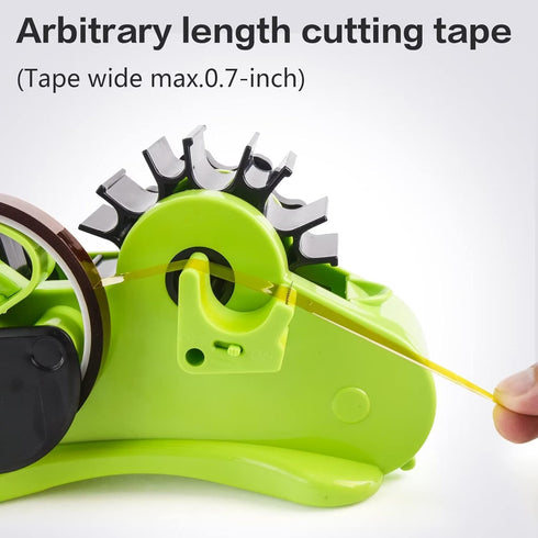 Green Packaging Tape Dispenser with Compartment Slot, 1"& 3" Dual-roll cores, Semi-Automatic for Office