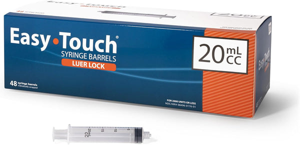 Easy Touch Luer-Lock Syringe Barrel, 20ML Syringe, Pack of 48