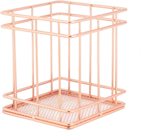 Iron Storage Basket for Makeup Organizer - Small Things Desktop Decor Iron Box Rose Gold