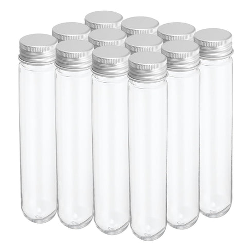 PATIKIL 80ml Plastic Test Tubes with Screw Caps, 12Pcs, 156x30mm for Lab Use and Candy Storage