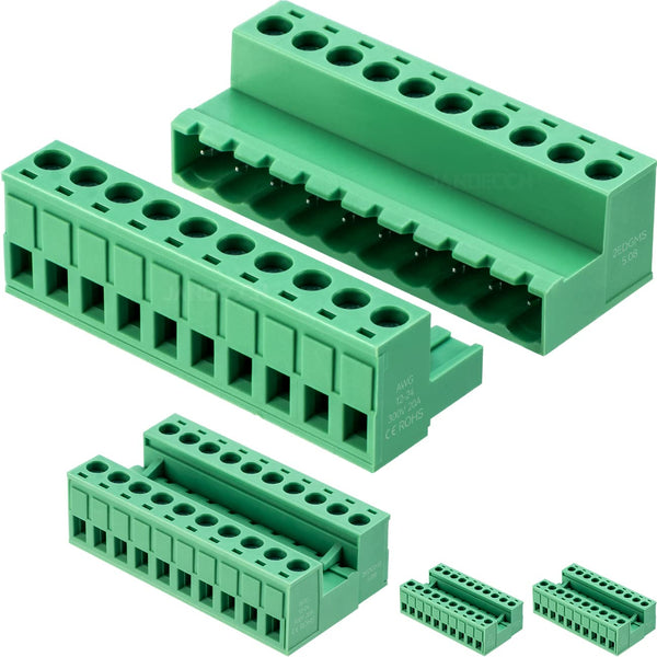 4Pcs 10 Pin 5.08mm Pitch Screw Terminal Block Connector with 4Pcs 10 Pin Phoenix Plug, DIY PCB Mount