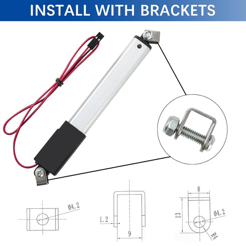 4 Inch Mini Linear Actuator, 12V 42.2lbs Electric Micro Actuator with Mounting Brackets for Robotics