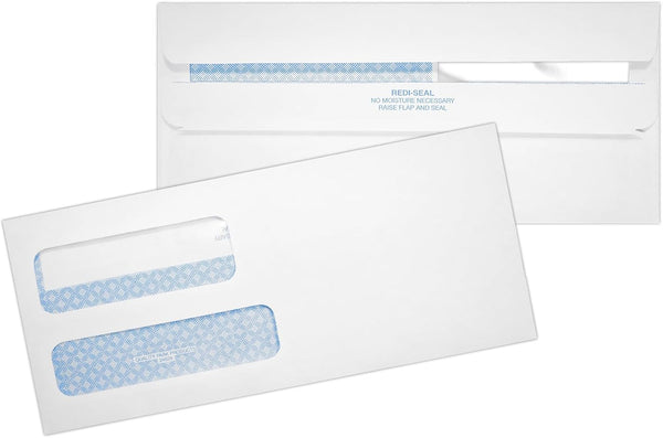 LUXPaper #9 Double Window Security Envelopes, 250 Qty, Security Tint, Peel & Press, 3 7/8" x 8 13/16"
