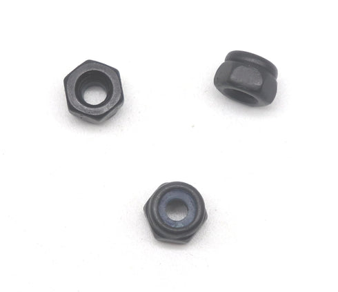 binifiMux 50Pcs M3-0.5mm Black Zinc Plated Nylon Lock Nuts for RC Modeling