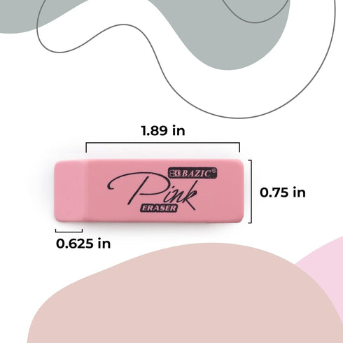 BAZIC Pink Eraser, Latex Free Bevel Erasers, Large Block Erasers for Art Drawing, School Office Kids Teachers (4/Pack)