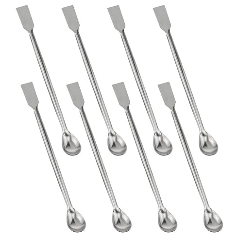 8PCS Stainless Steel Double End Reagent Sampling Spoons, 2 in 1 Lab Mixing Spoons